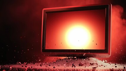 Leinwandbilder - Creative explosion effects on a computer screen in a dark room highlighting dynamic digital art