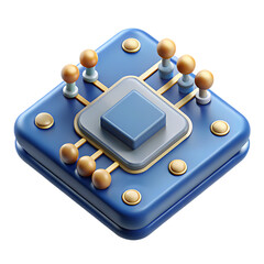 Aufkleber - 3d render of a futuristic computer chip with abstract design and rounded elements