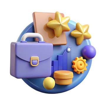 3d rendered illustration showcasing business and financial concepts with graphic elements on a blue background