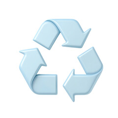 Poster - 3d render light blue recycle arrows isolated on transparent background isolated on white background