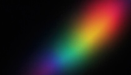 Poster - soft rainbow gradient blur on dark background with textured noise and vivid light refraction for modern web design, poster template, tech branding, or futuristic digital art element

