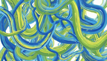 Aufkleber - dynamic blue and green abstract brushstroke swirl on white background for modern web design, digital art print, creative branding, or textile pattern use

