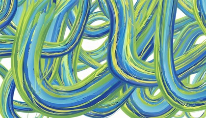 Poster - dynamic blue and green abstract brushstroke swirl on white background for modern web design, digital art print, creative branding, or textile pattern use

