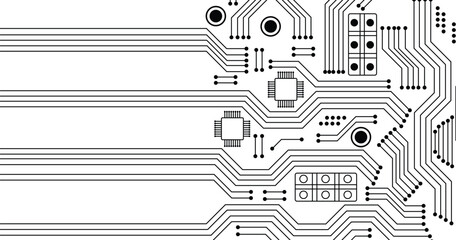 Poster - circuit board texture background, seamless pattern. copy space for text. vector illustration.