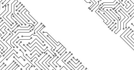 Poster - circuit board texture background, seamless pattern. black and white circuit board seamless backgroun