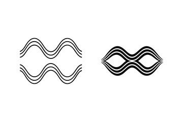 Poster - Abstract black and white wavy line art designs on a clean white background