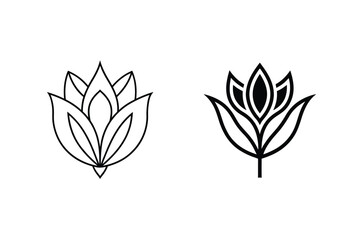 Poster - Two simplified black line art floral designs with modern aesthetic and minimalist style