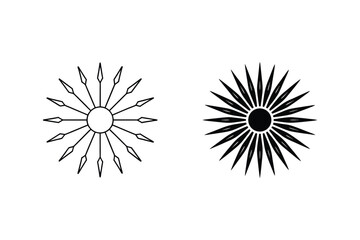 Poster - Two stylized sunburst designs in black and white perfect for decorative graphic elements