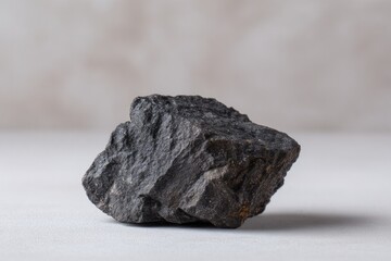 Poster - close-up of single piece of coal resting on plain surface