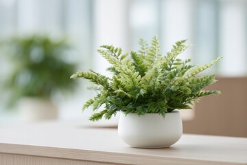 Poster - close-up of contemporary office greenery with sleek plant leaves minimalistic design elements and ample copy space