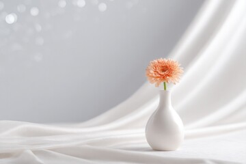 Poster - minimalistic scene capturing essence of anniversary celebration with elegant decorations single vase holding one flower