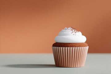 Poster - single dessert item sits elegantly on vibrant colored background illuminated by studio lighting