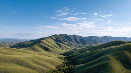 Poster - capture minimalistic aerial landscape scene with rolling hills and vast open sky