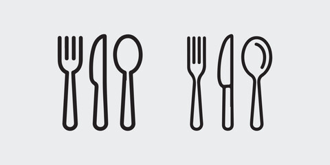 Poster - Simple line icons of fork knife and spoon set
