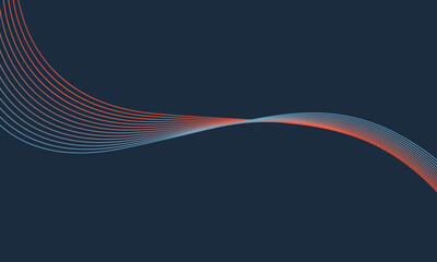 Fototapete - Abstract glowing wave lines on dark blue background. Dynamic wave pattern. Modern flowing wavy lines. Futuristic technology concept. Suit for banner, poster, cover, brochure, flyer, website