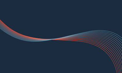 Fototapete - Abstract glowing wave lines on dark blue background. Dynamic wave pattern. Modern flowing wavy lines. Futuristic technology concept. Suit for banner, poster, cover, brochure, flyer, website