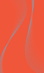 Fototapete - Abstract blue wave lines on orange background. Dynamic wave pattern. Modern flowing wavy lines. Futuristic technology concept. Suit for banner, poster, cover, brochure, flyer, website