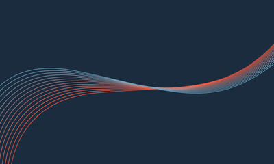 Fototapete - Abstract glowing wave lines on dark blue background. Dynamic wave pattern. Modern flowing wavy lines. Futuristic technology concept. Suit for banner, poster, cover, brochure, flyer, website
