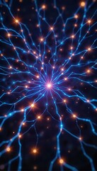 Poster - Dynamic electric blue and orange background for mobile displays showcasing glowing connections