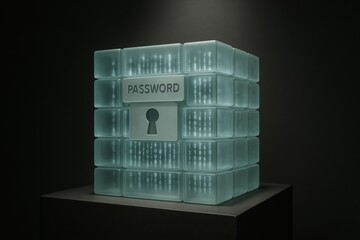 Aufkleber - A Glowing Password Vault with Keyhole Design in a Dark Setting