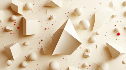 Poster - 3d abstract geometric figures on beige background
