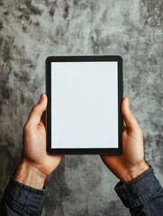 Poster - Man Holding Digital Tablet With Blank Screen