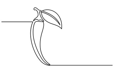 Poster - Chili pepper in continuous line art drawing style. Hot spice chilli black linear sketch isolated on white background. Vector illustration