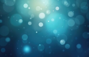 Poster - Abstract blue bokeh background. Round white bokeh lights on dark cyan backdrop. Blur effect with bubbles particles. For modern design projects like web, social media, cards, posters.