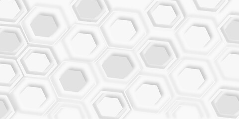 Aufkleber - pattern of multiple overlapping hexagonal shapes and soft shadows white background.