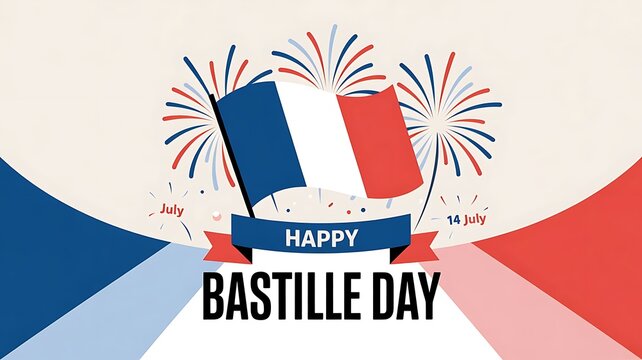 We will be closed for the 14th of July, Vector illustration of a Happy Bastille Day greeting web banner design template, 14 July celebration poster, flyer, social media, generative ai
