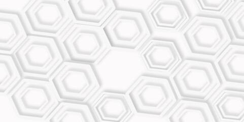 Aufkleber - pattern of multiple overlapping hexagonal shapes and soft shadows white background.