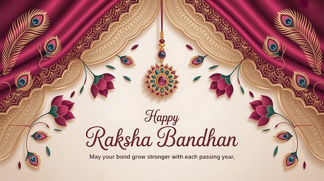 Happy Raksha Bandhan Rakhi banner, social media post template for Raksha Bandhan, indian festival, Raksha Bandhan Greeting Card Template, created with generative ai