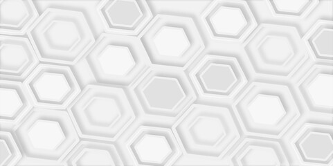 Aufkleber - pattern of multiple overlapping hexagonal shapes and soft shadows white background.