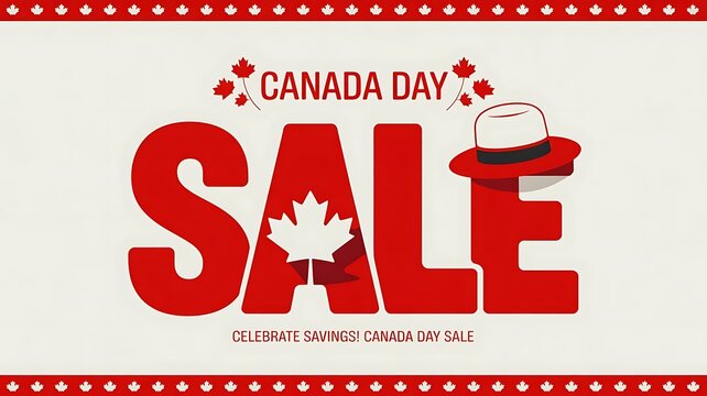 Happy Canada Day sale banner. Poster for Independence Day Canada with Canadian flag, maple leaves,. advertising, a flyer for a special discount offer. Vector, created with generative ai