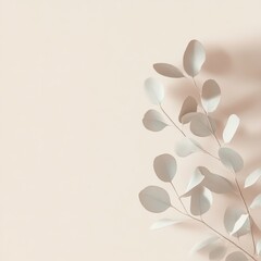 Poster - Elegant Minimalistic Design Featuring Soft Shadows of Foliage on a Neutral Background, Capturing the Essence of Nature and Tranquility in a Serene Setting