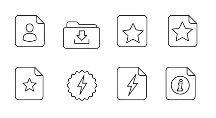 Fototapete - Minimalist icon set with user, download, star, lightning, info elements vector illustration