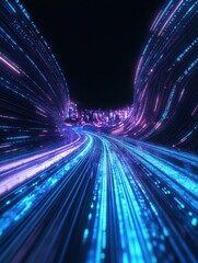 Poster - Abstract technology background with glowing lines creating futuristic perspective