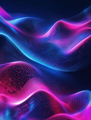 Poster - Abstract background of modern tech gradient waves in blue and pink hues, technology, modern, abstract, background, waves. Dynamic abstract light trails in neon pink and blue hues.