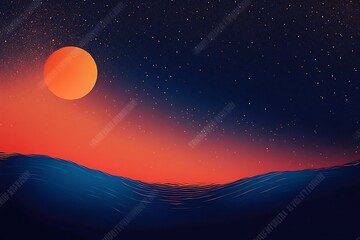 Poster - Background for poster, banner, grainy and noisy, featuring dark blue, orange, and red colors, with an abstract header banner design suitable for desktop background, screensaver, fly. Comet tail trail
