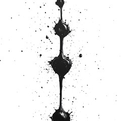Aufkleber - A cascade of black liquid, isolated on transparent background, creates a dramatic vertical pattern with splatters and drips