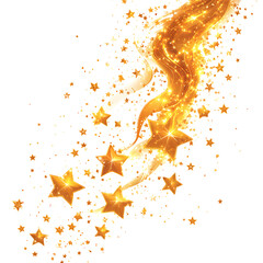 Aufkleber - Golden stars cascade in a shimmering wave, isolated on transparent background