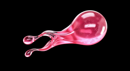 Aufkleber - Splashing pink liquid forming a sphere on black background