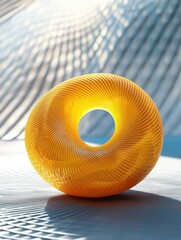 Poster - A stylized yellow torus on a geometric background, representing abstract digital concepts.