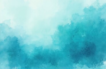 Poster - Abstract watercolor background. Shades of turquoise blue water paint texture. Painted surface with blurred gradient, grunge and copy space. For design, art, decoration, wallpaper, backdrop.