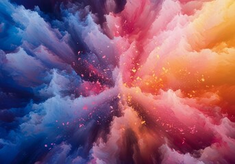 Poster - Abstract Colorful Explosion - Vibrant swirling colors create a dynamic explosion effect, ideal for backgrounds or design elements