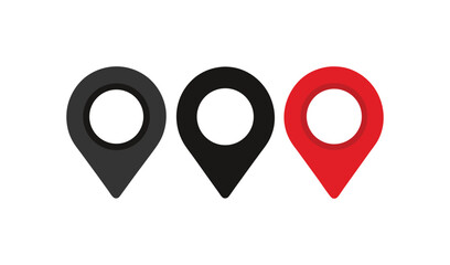 Poster - Three simple location pins black red and gray