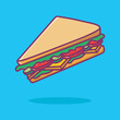 © Dimas - Cute sandwich vector. Cartoon fast food illustration with colorful style.