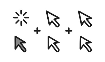 Poster - Cursor icons set with loading symbol plus sign