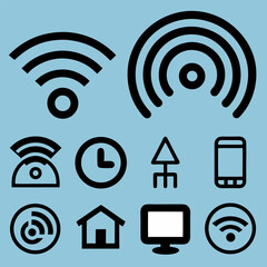 Wall Mural - a vector icon symbolizing wi-fi or wireless internet connection for communication technology
