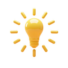 Poster - Yellow lightbulb idea icon isolated on transparent background